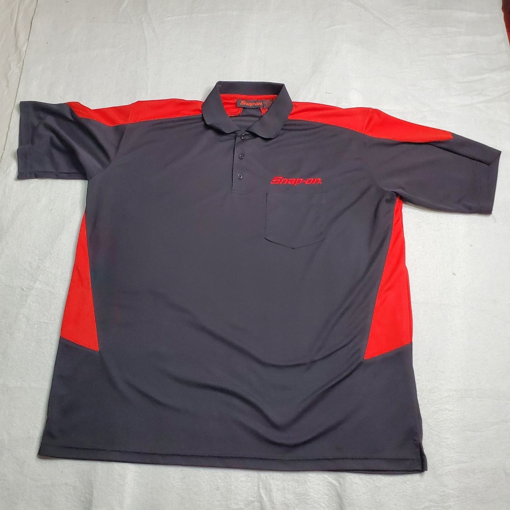 Snap-on Tools Mens Polo Shirt Black Red Embroidered Logo Short Sleeve 2XL
